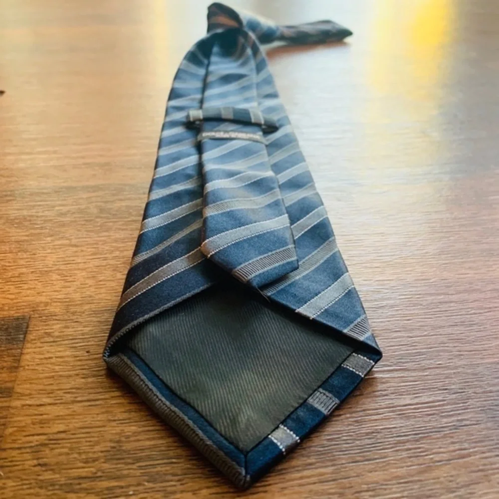 Dolce & Gabbana Blue & Gray Striped Silk Tie